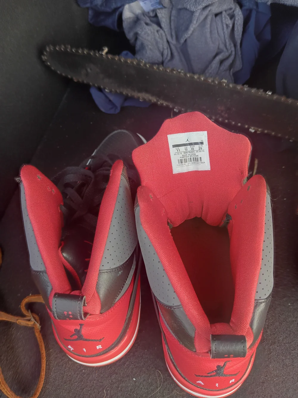 Nike Jordan and Red High-Top Sneakers